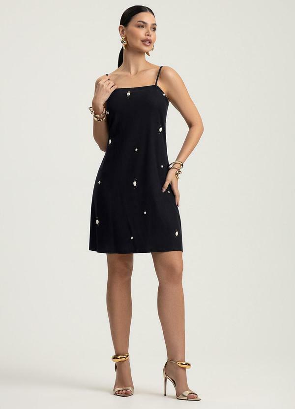 Vestido Curto em Linho Preto