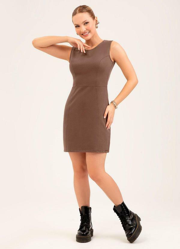 Vestido Curto em Moletom Marrom Escuro