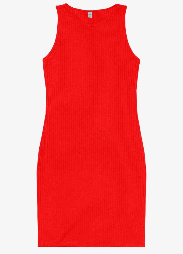 Vestido Curto em Ribana Canelada Laranja