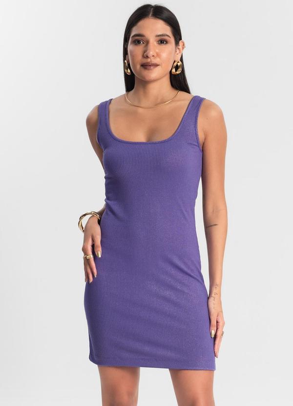 Vista 2 Vestido Curto em Ribana Canelada Roxo Rovitex Rovitex