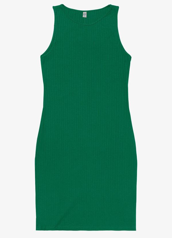 Vestido Curto em Ribana Canelada Verde