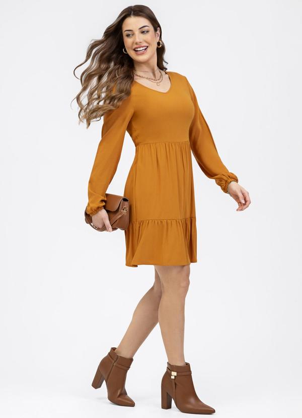 Vestido Curto em Viscose Laranja