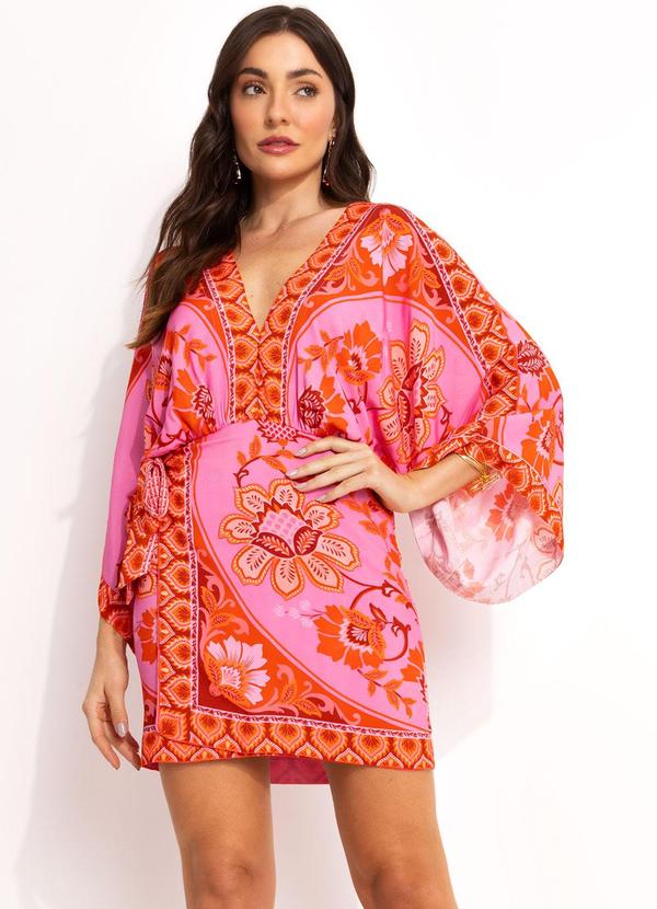 Vestido Curto em Viscose Rosa