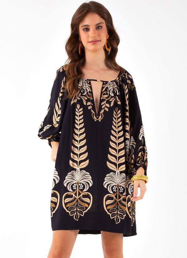 Vestido Curto Esplendor Tropical Preto