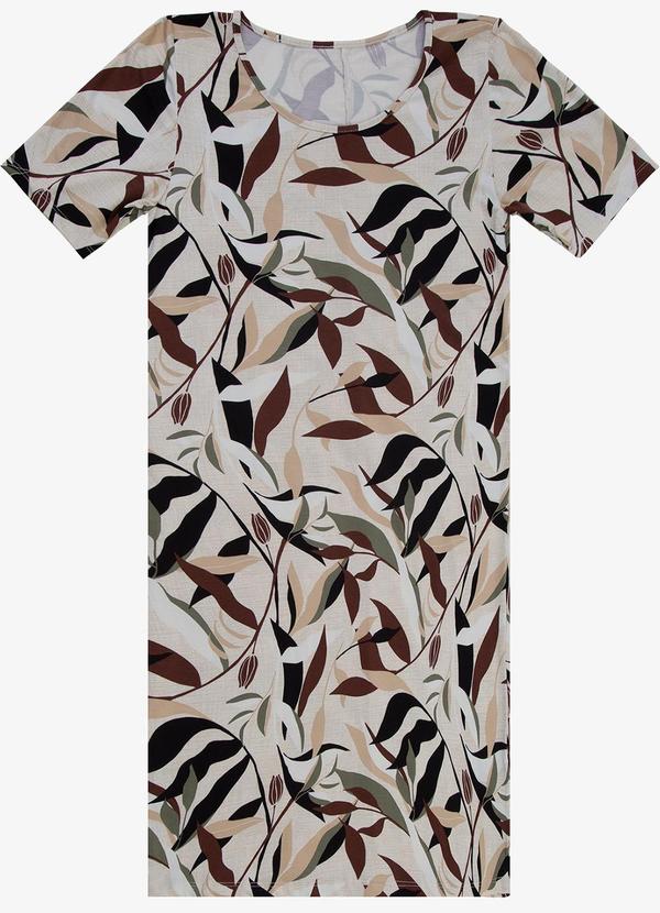Vestido Curto Estamado Bege