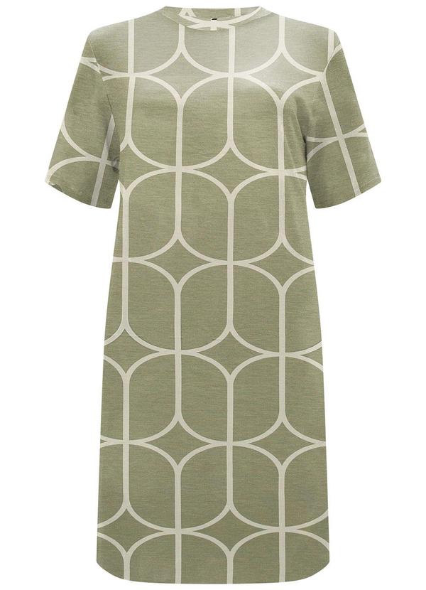 Vestido Curto Estampado Bolsos em Malha Verde