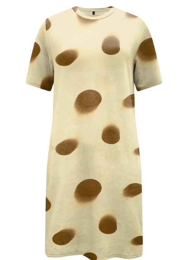Vestido Curto Estampado com Bolsos Amarelo