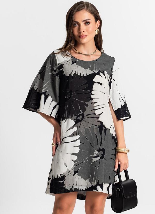Vista 2 Vestido Curto Estampado Cinza Endless Endless