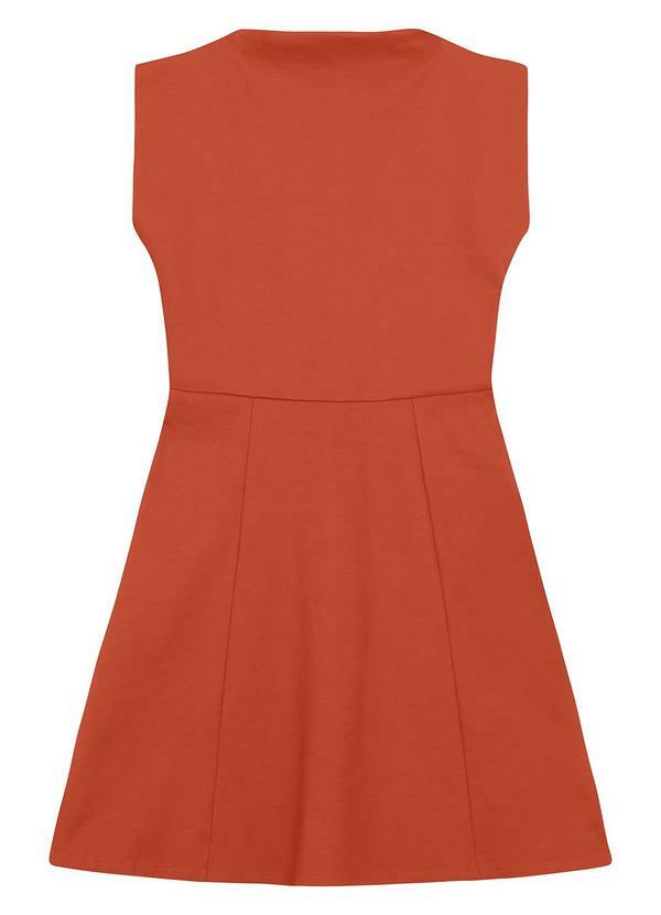 Vestido Curto Evasê Acinturado Laranja