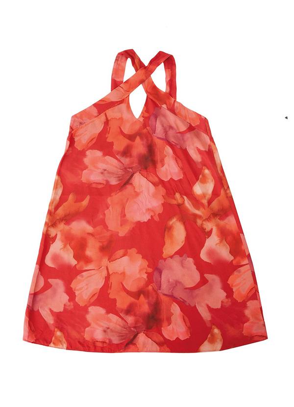 Vista 2 Vestido Curto Evasê Floral Vermelho Enfim Enfim