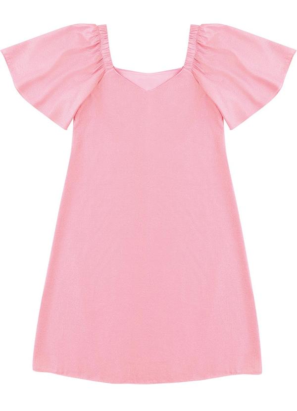 Vestido Curto Evasê Lurex Rosa