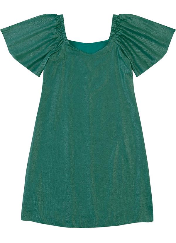 Vestido Curto Evasê Lurex Verde