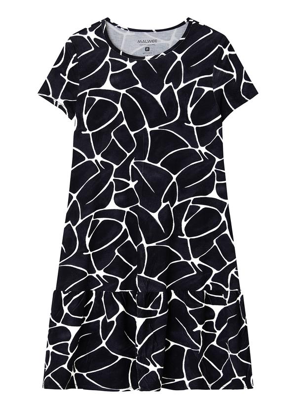 Vestido Curto Evasê Marmorizado Preto
