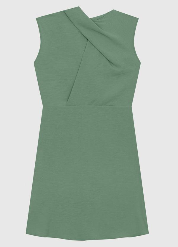 Vestido Curto Evasê Texturizado Verde Pastel