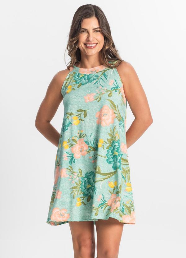 Vista 2 Vestido Curto Feminino em Liganete Verde Rovitex Rovitex