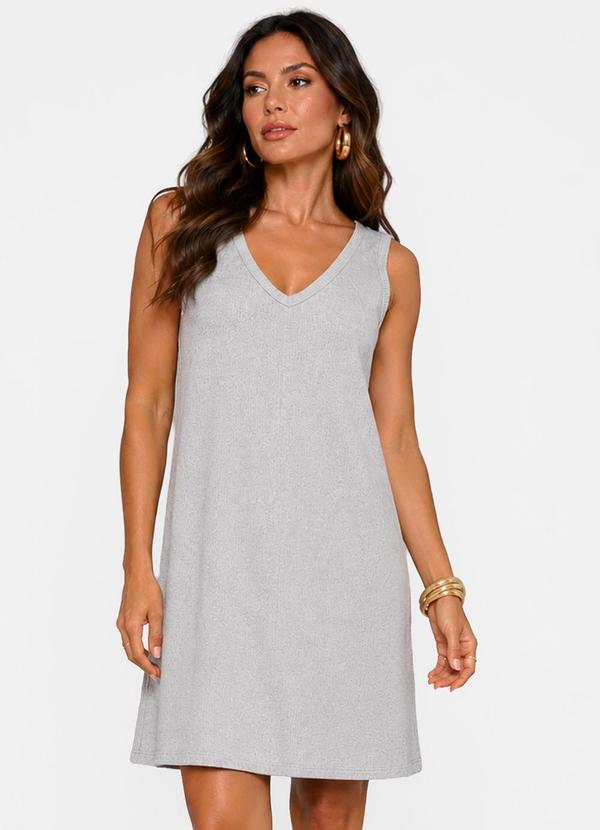 Vestido Curto Feminino em Ribana Cinza