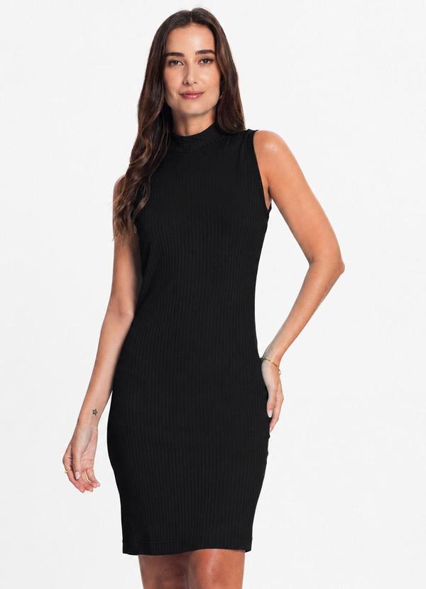 Vestido Curto Feminino em Ribana Preto