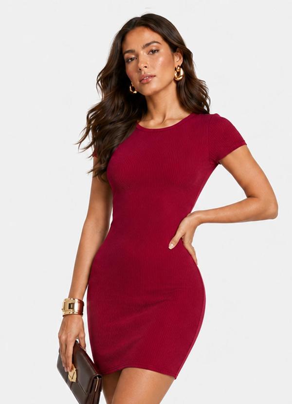 Vestido Curto Feminino em Ribana Vermelho