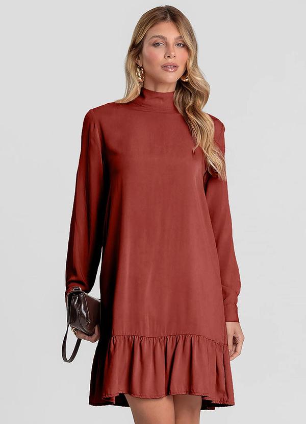 Vestido Curto Feminino Gola Dupla Laranja