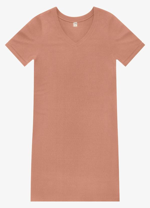 Vestido Curto Feminino Ribana de Viscose Marrom