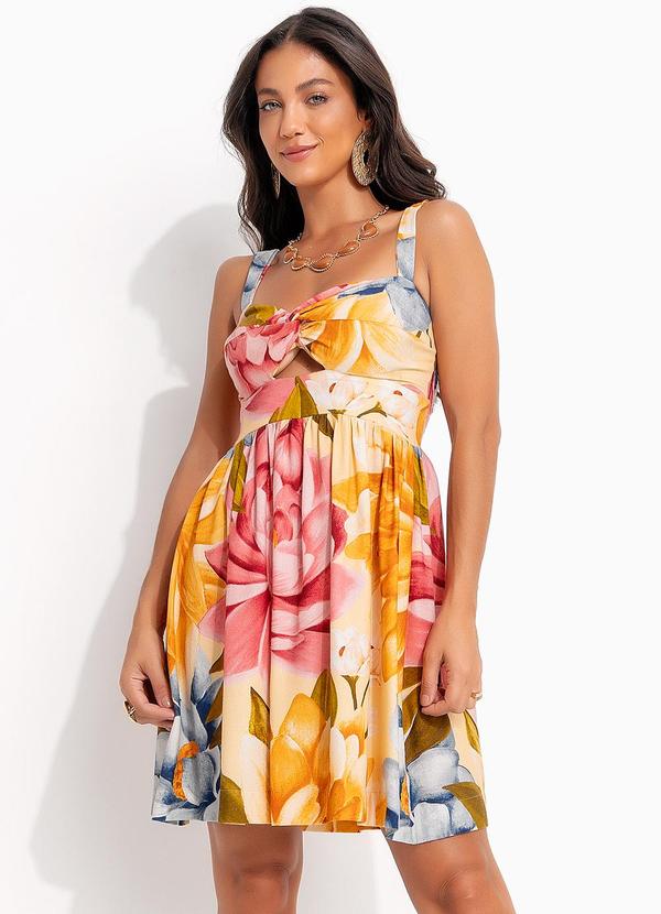 Vestido Curto Floral Rebeca Amarelo