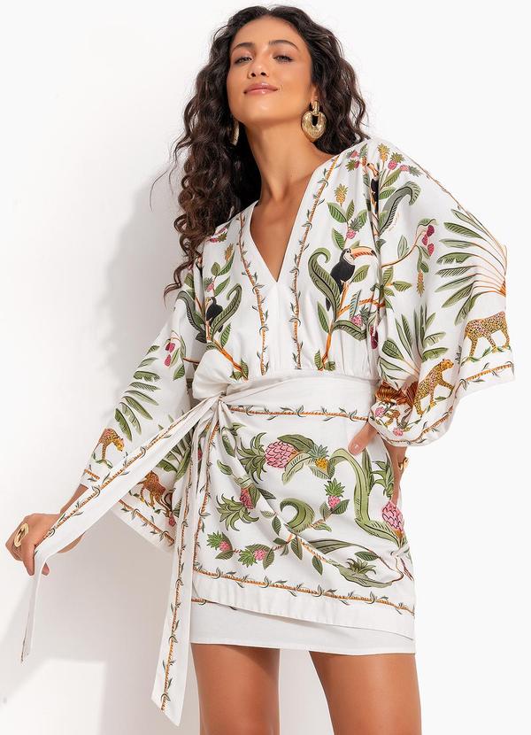 Vista 2 Vestido Curto Floresta Doce Off White FARM FARM