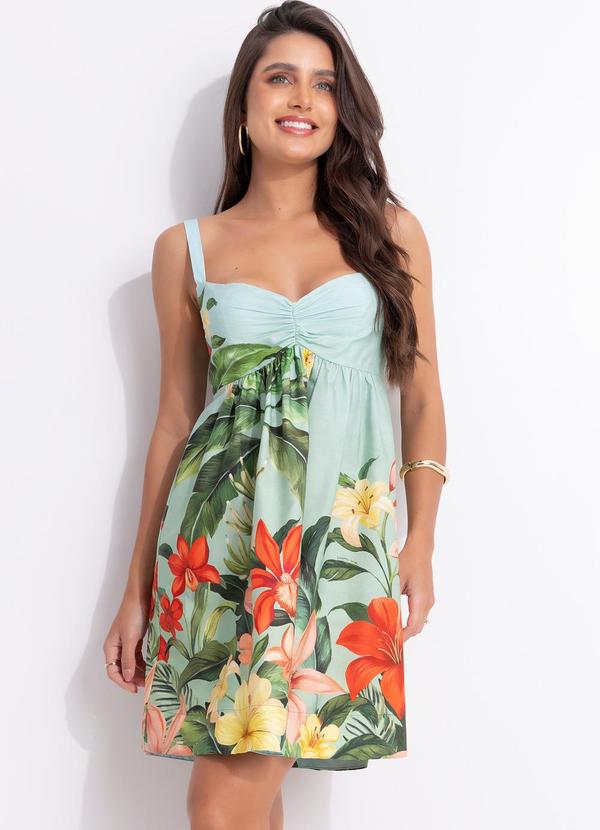 Vestido Curto Jardim Eva Azul