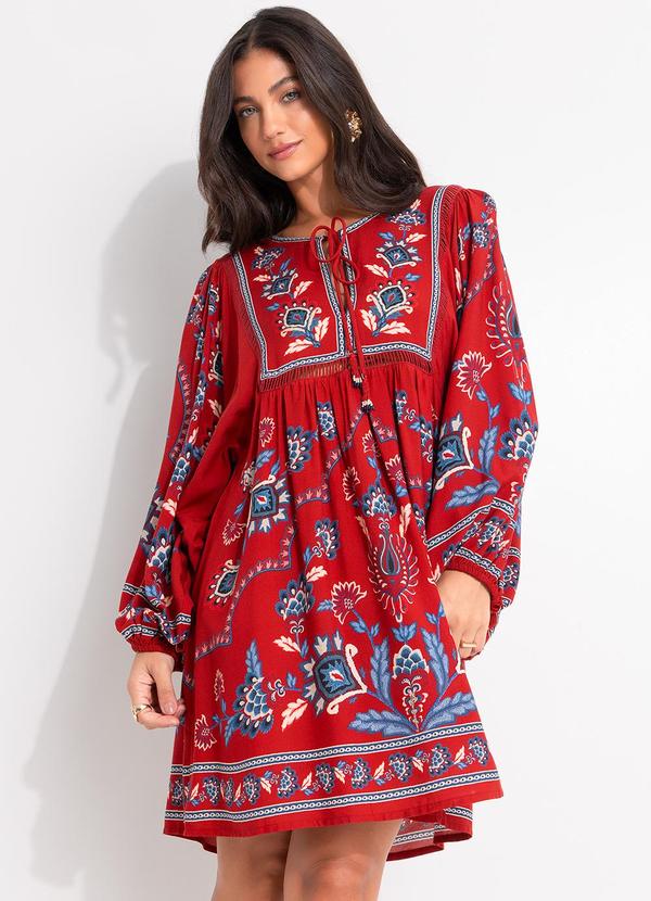 Vestido Curto Lenço Nautico Vermelho