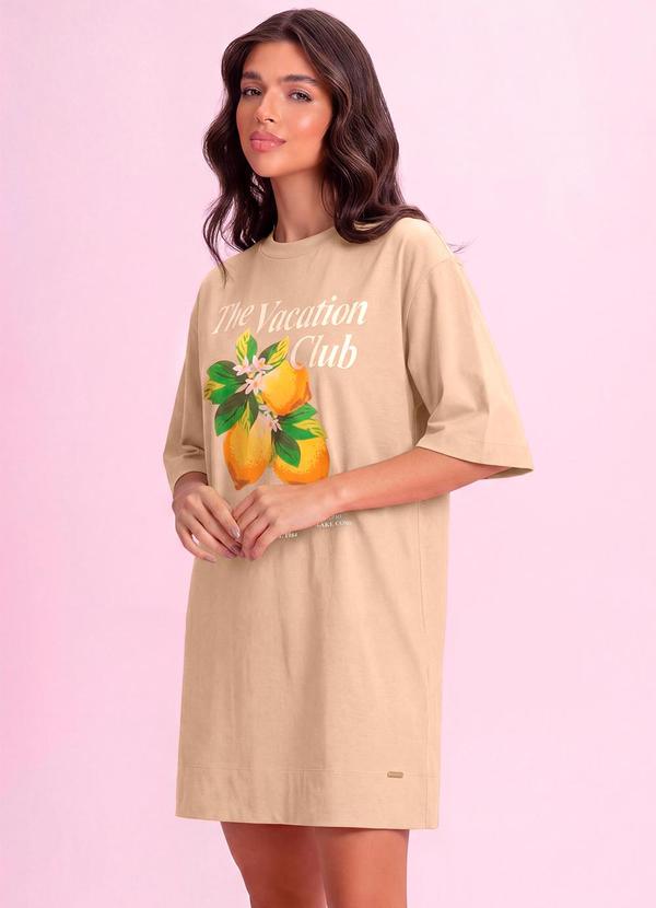 Vestido Curto Limões Malhão Bege