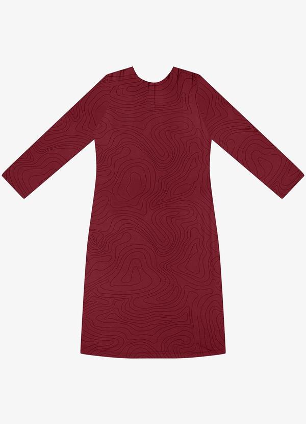 Vestido Curto Manga 7/8 Estampado Vermelho