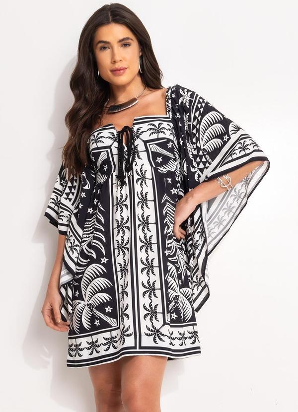 Vestido Curto Mg Kimono Coqueiral Preto