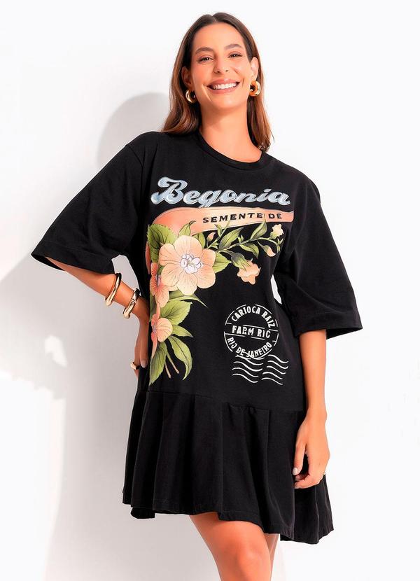 Vestido Curto Moletom Selos do Brasil Preto