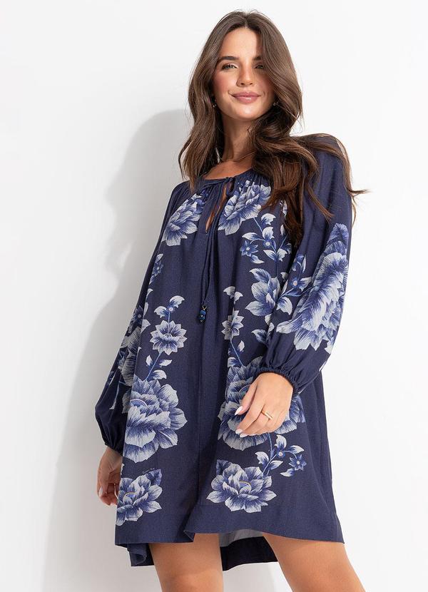 Vestido Curto Nara Floral Azul
