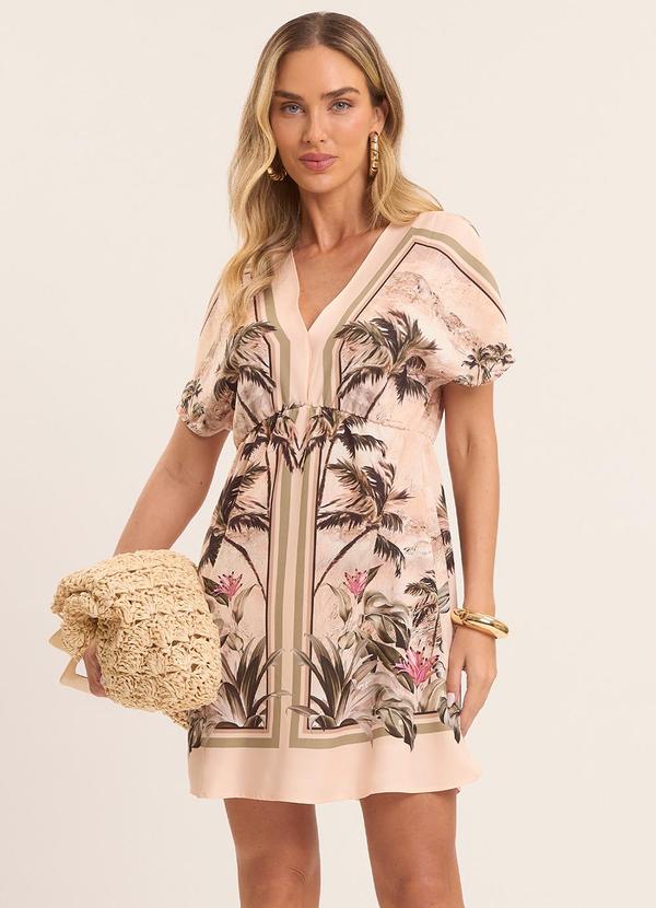Vista 2 Vestido Curto Nature Estampado Branco Doce Trama Doce Trama