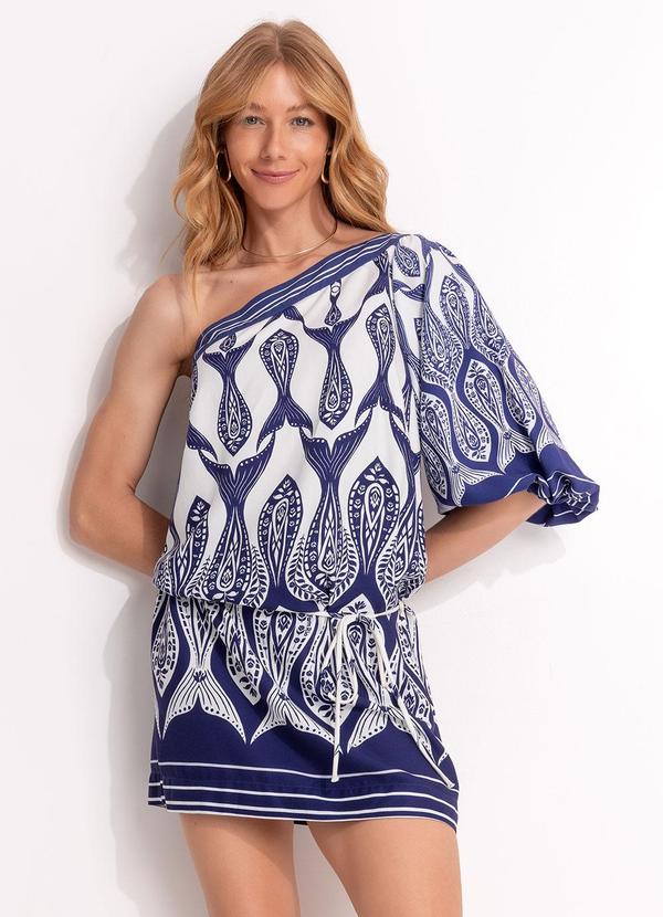 Vestido Curto Peixe Correnteza Off White