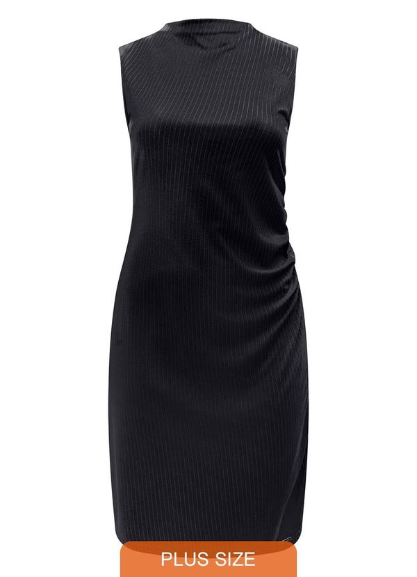 Vestido Curto Plus Size Risca de Giz Preto