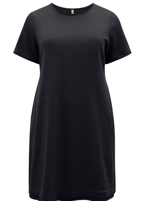 Vestido Curto Plus Size Texturizada Preto