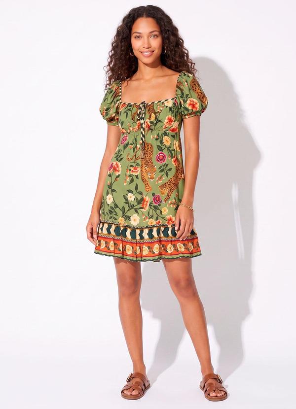 Vestido Curto Recanto das Onças Viscose Verde