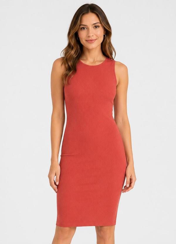 Vestido Curto Ribana Canelada Laranja