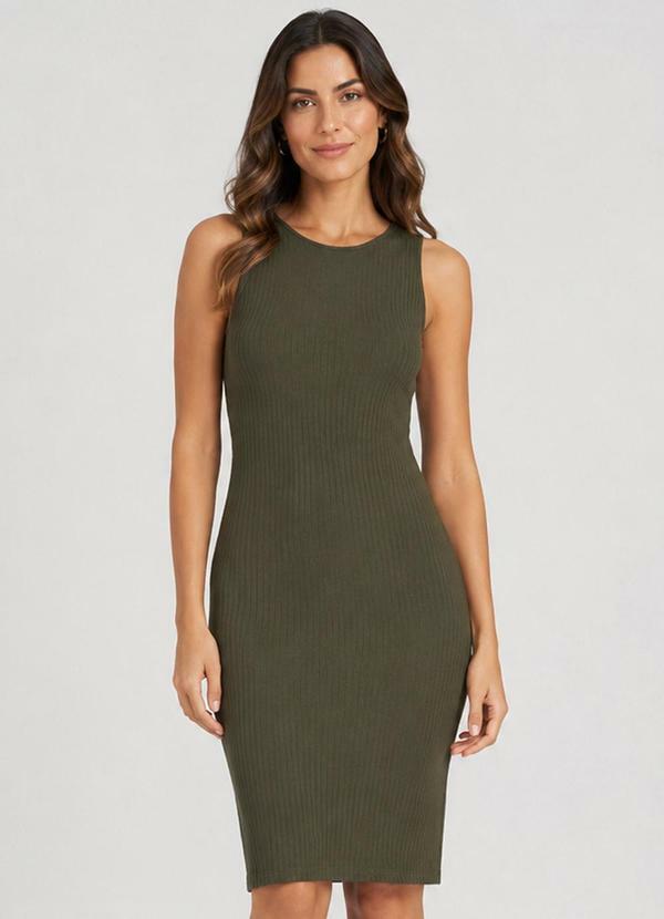 Vestido Curto Ribana Canelada Verde