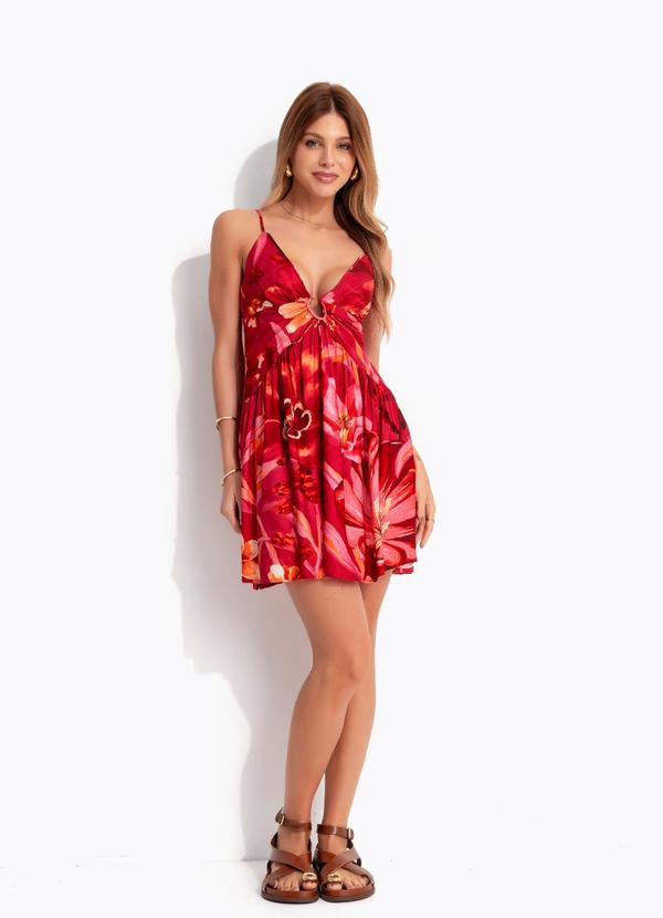 Vestido Curto Sonho de Flor Rosa