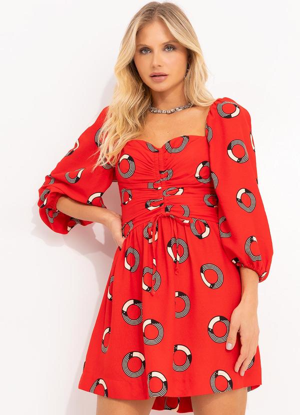 Vestido Curto Tuca Poá Vermelho