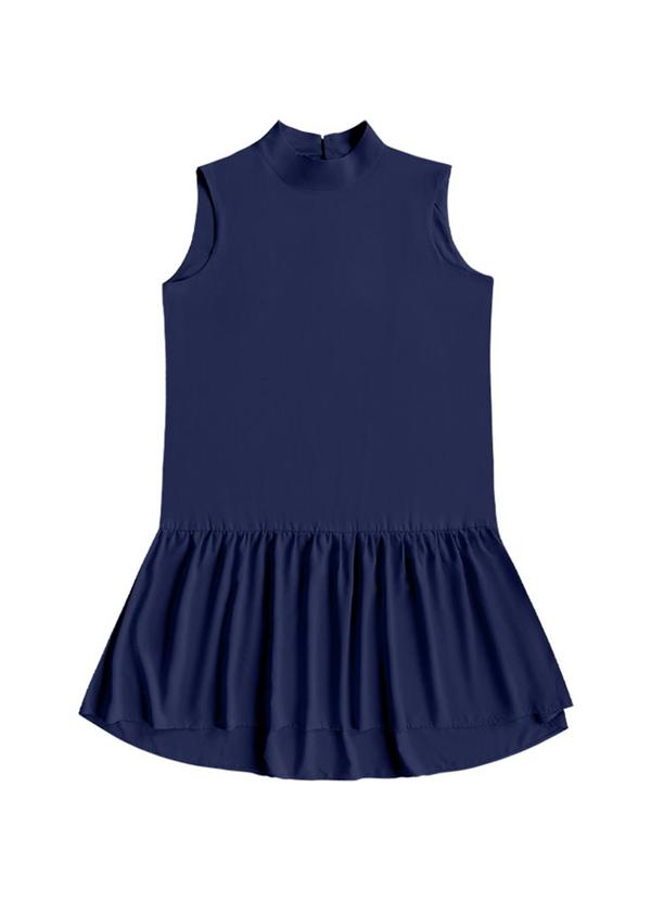 Vestido Curto Viscose Lisa Azul