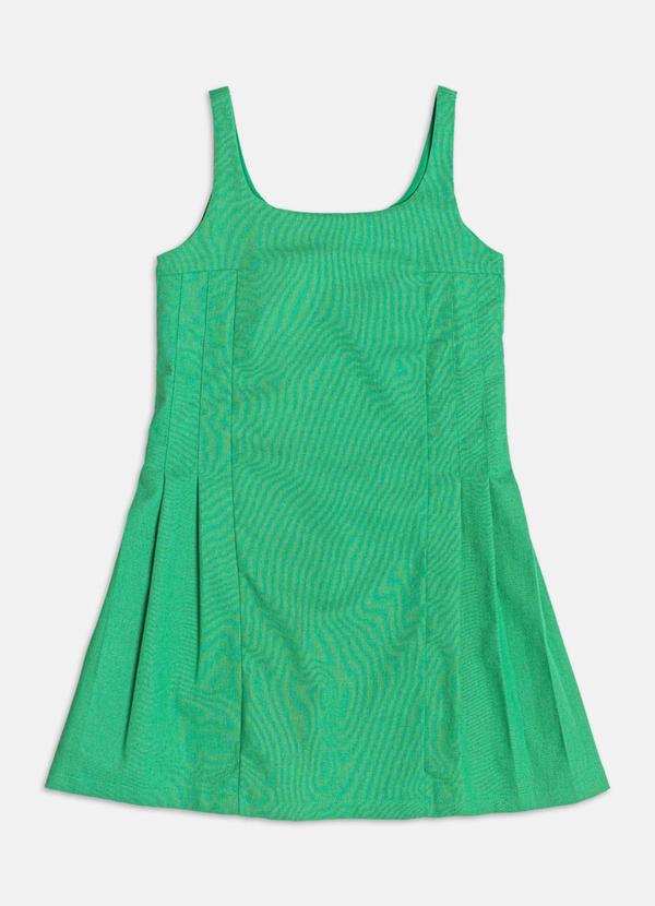Vestido de De Linho com Pregas Verde