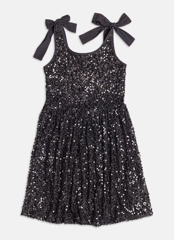 Vestido de Paetê com Laços Preto