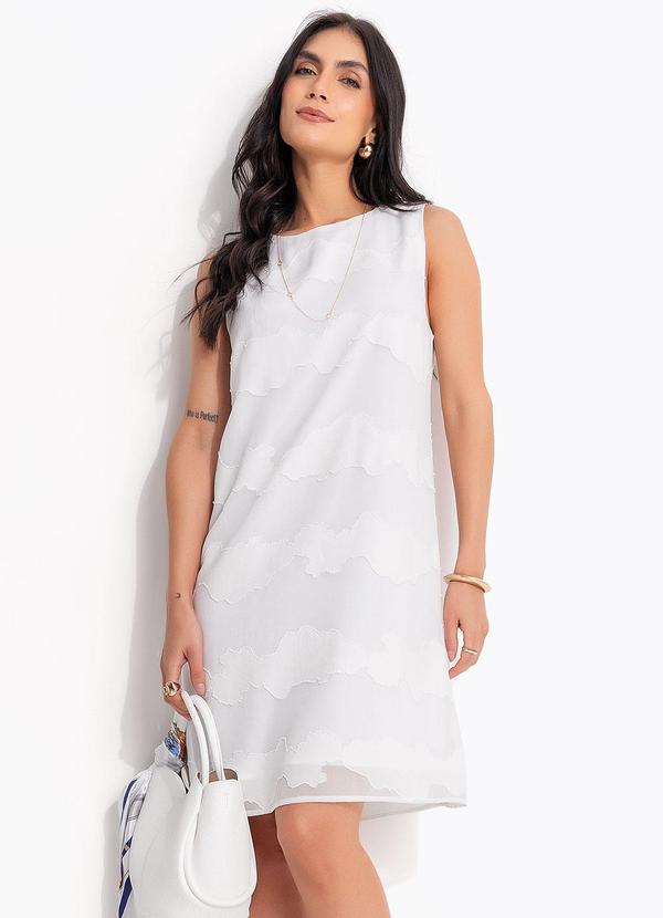 Vestido Decorê Branco em Crepe Plano