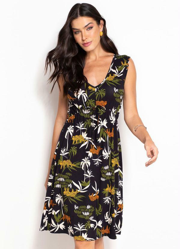 Vista 2 Vestido Decote V Selva Preto bonprix bonprix