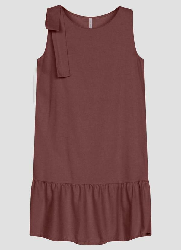 Vestido em Tecido Plano Viscose Linho Marrom
