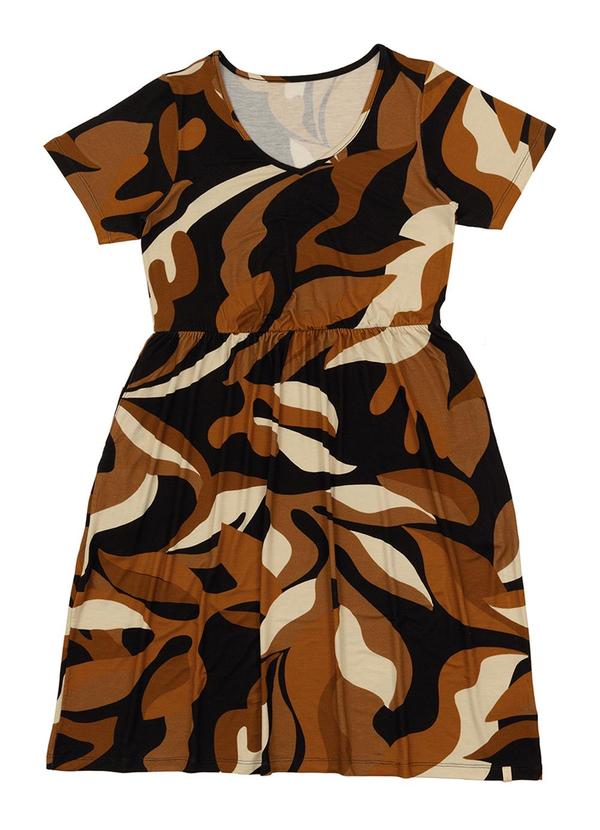 Vestido Estampado Adulto Feminino Preto