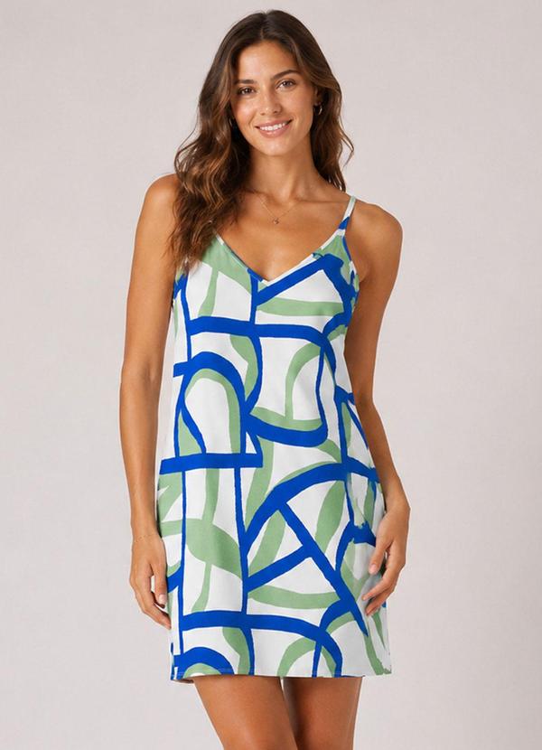 Vestido Estampado Decote em V Bege
